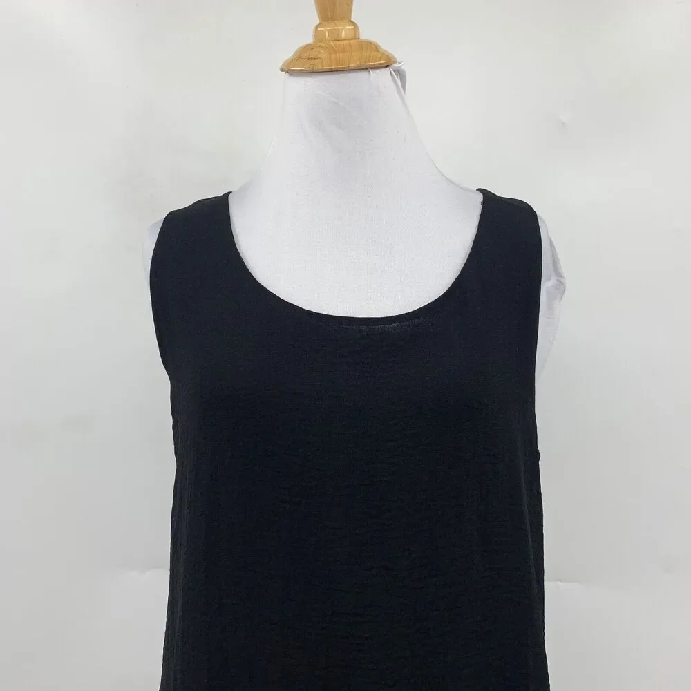 Soft Surroundings Blouse Women S Small Black Celine Angled Shark Tooth Tunic Hem - Picture 3 of 12